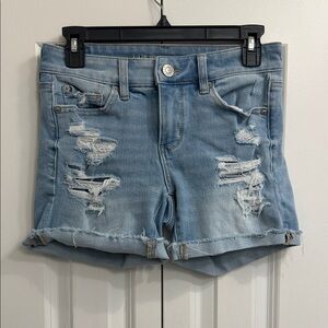 American Eagle Outfitters Light Blue Distressed Denim Jean Shorts